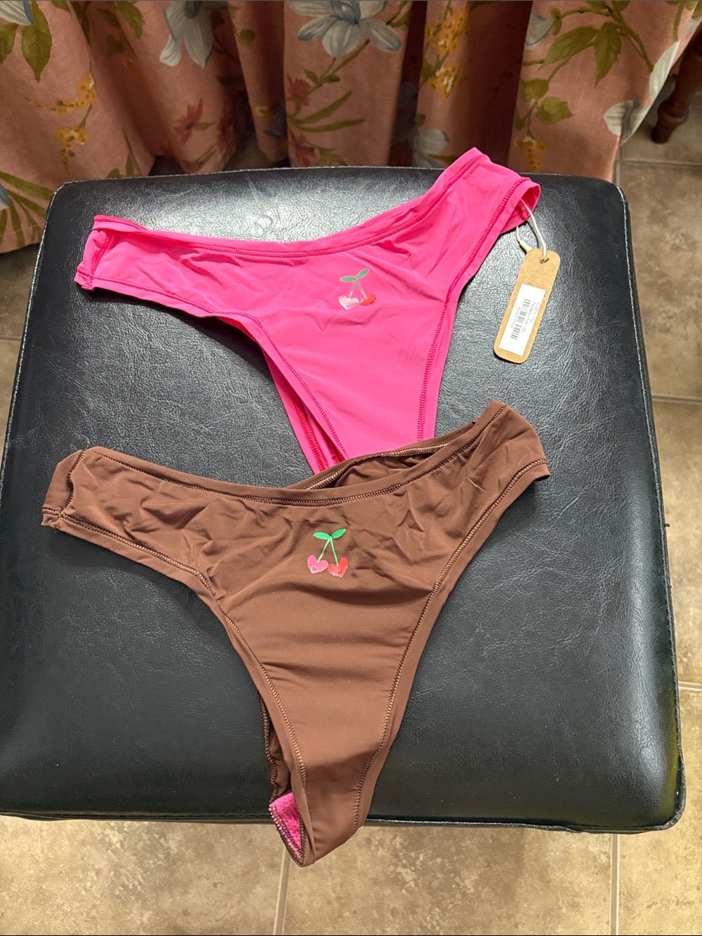 Two Cheeky Cherry absorbent thongs
